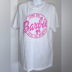 Barbie white pink logo short sleeve T-Shirt women XL
